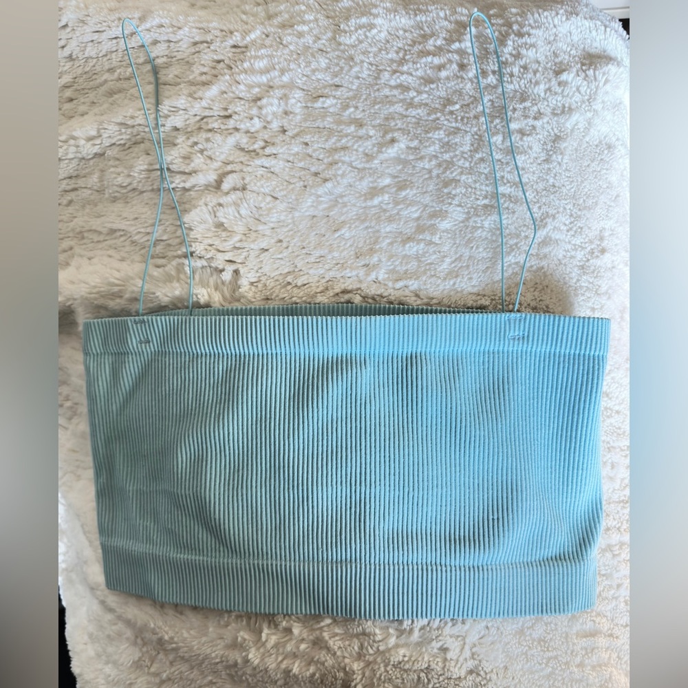 Urban Outfitters Sky Blue Ribbed Bralette/Crop Top - Size Large